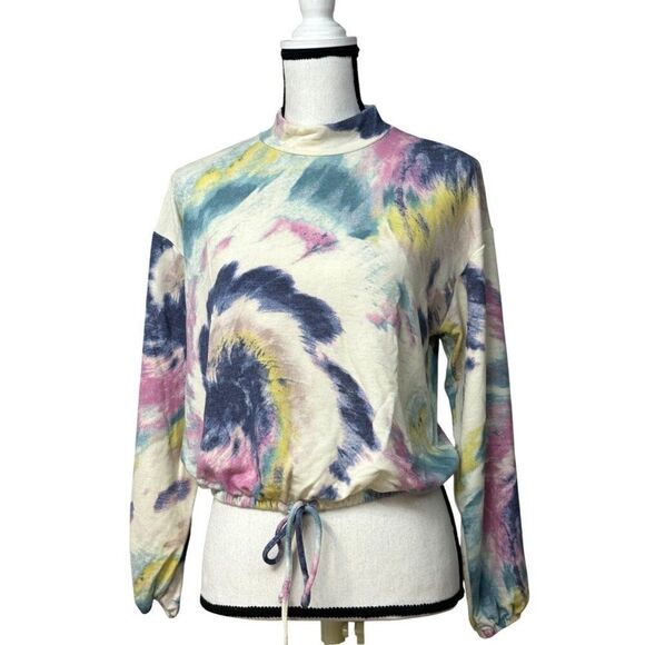 All in Favor Mock Neck, Tie-dye Crop Top, M - Picture 1 of 10